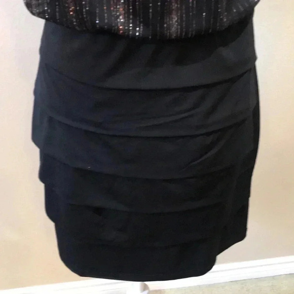 EnFocus Petite Gold/Red Shimmer Sheer Top Dress Pleated Layering Skirt-Size 12P - Picture 6 of 8